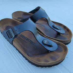 Birkenstock Gizeh - Birko-Flor™ & Birkibuc™ in black leather size 36/6
